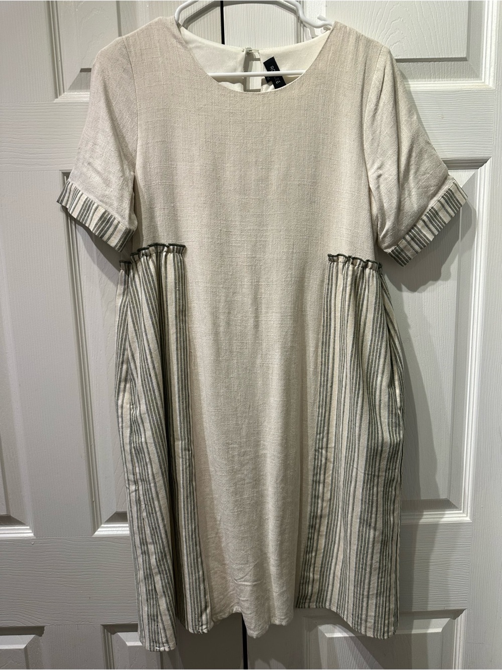 Roolee Cream Dress with Striped Side Panels